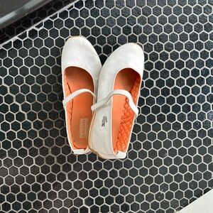 Vintage Lacoste White Leather Mary Jane Ballet Flats, great condition